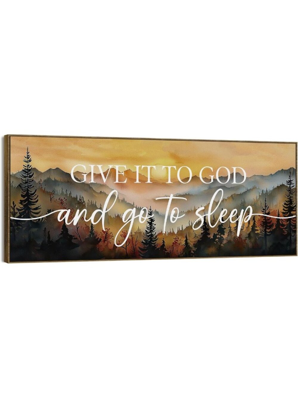 Large 15x40 Inspirational Wall Art Sign - 'Give It to God and Go to Sleep' Decor